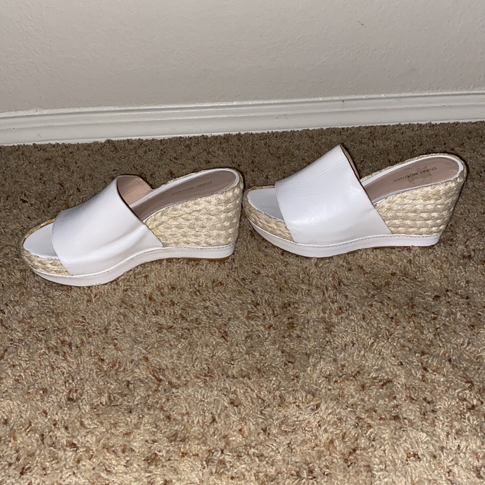 White Stuart Weitzman Slide Wedges - image 4